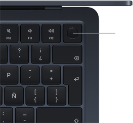 Teclado de la MacBook Air, parte superior derecha, que muestra la ubicación del botón de Touch ID