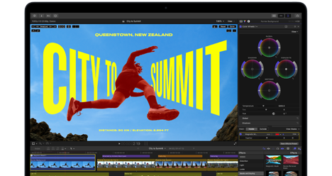 Pantalla de una MacBook Air que muestra una edición de video para demostrar las capacidades del chip M5